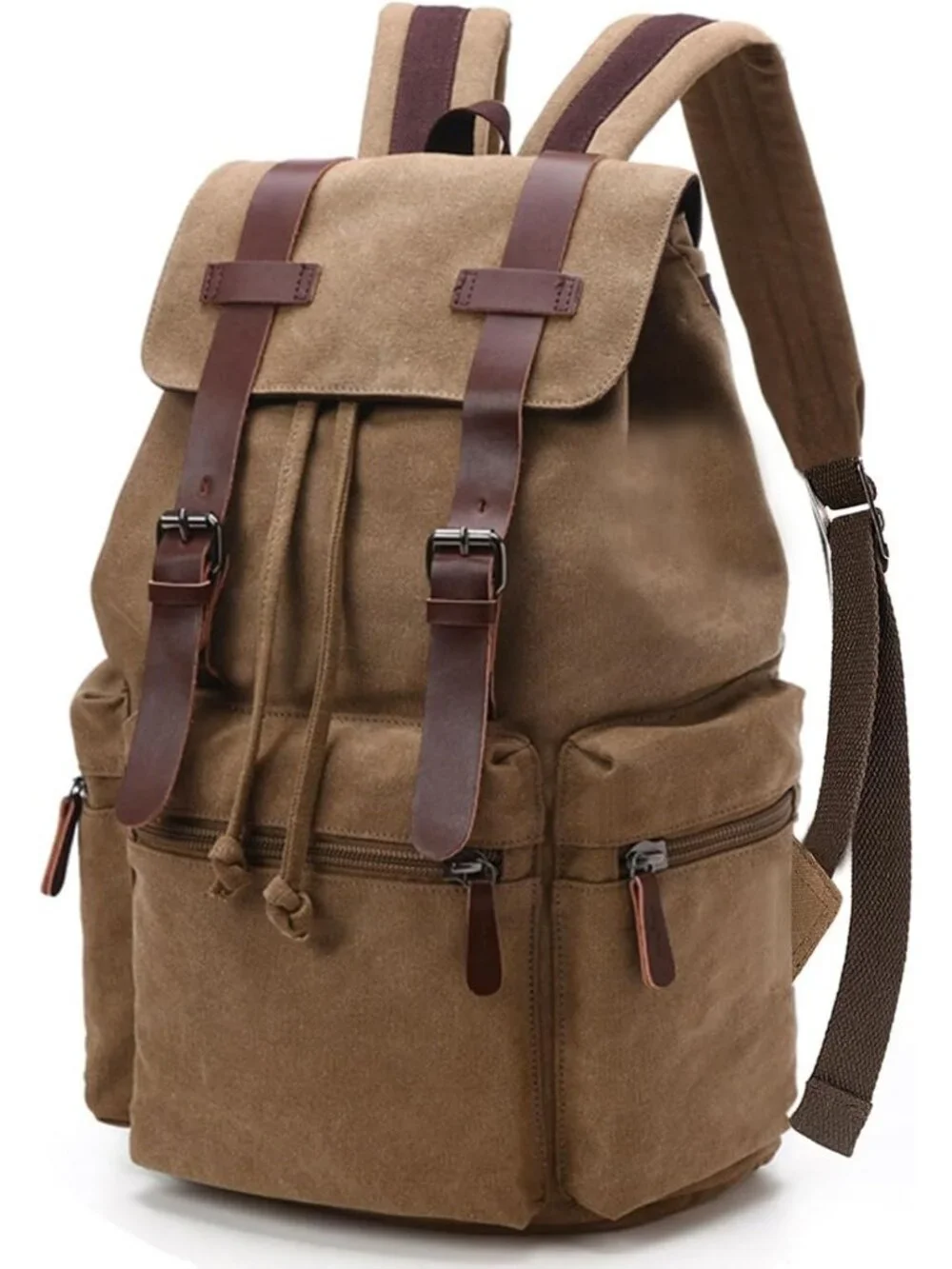 Vintage Canvas Laptop Backpack, Travel Rucksack for Men & Women, Fits 15.6